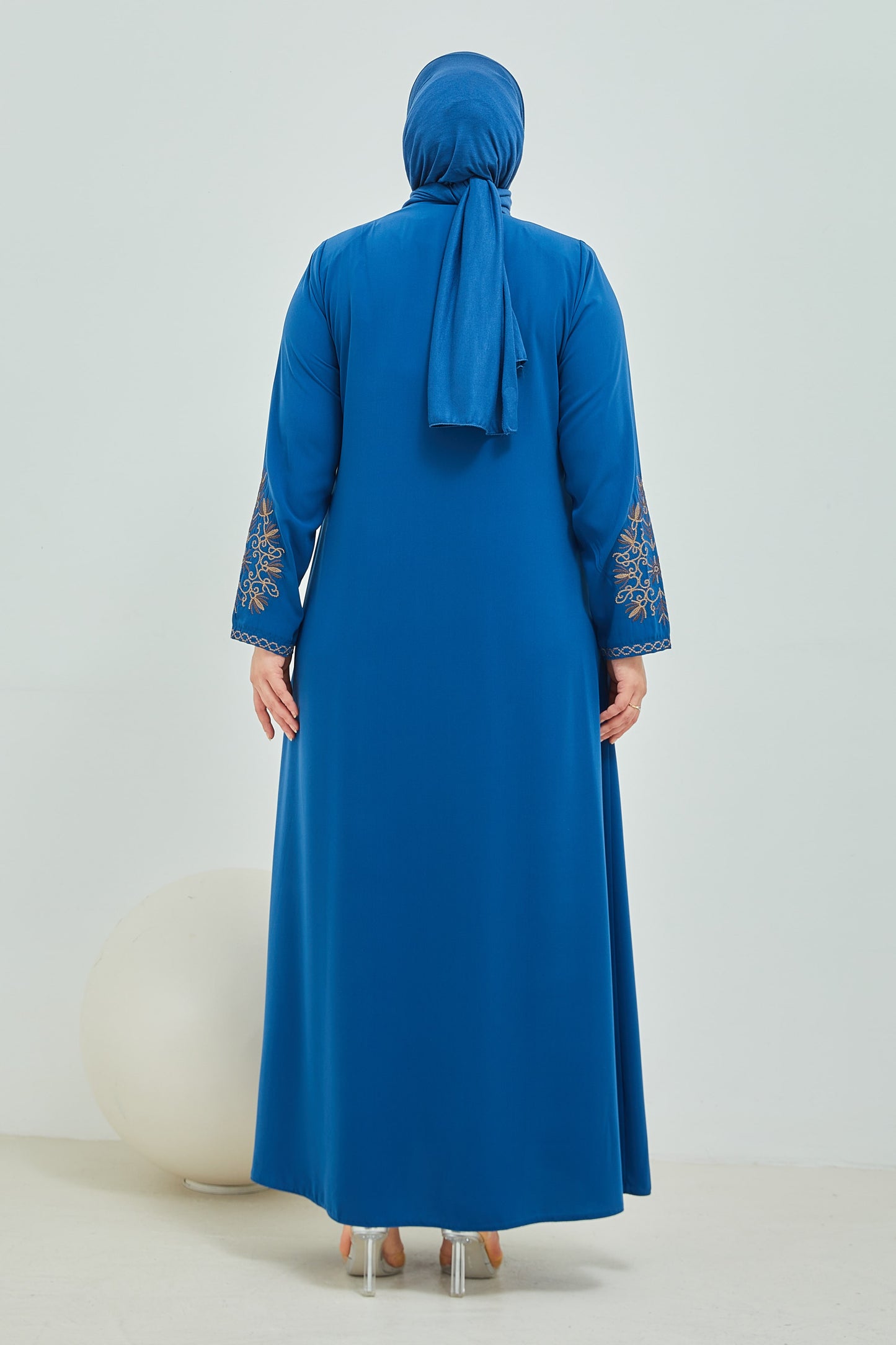 ABAYA İndigo avec broderie grande taille | 2002-2-6
