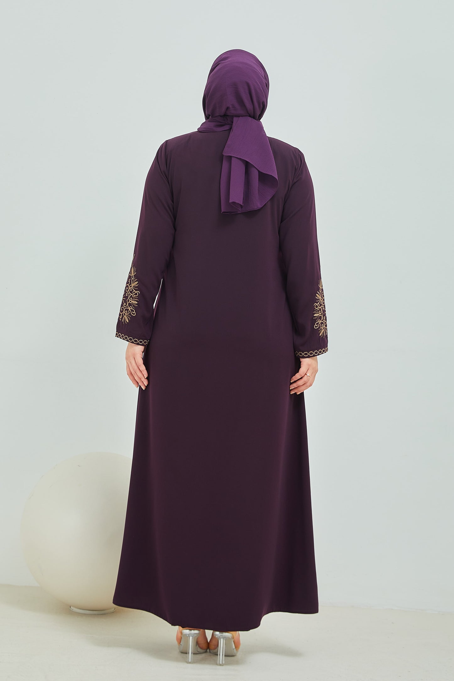 ABAYA mauve avec broderie grande taille | 20002-2-8