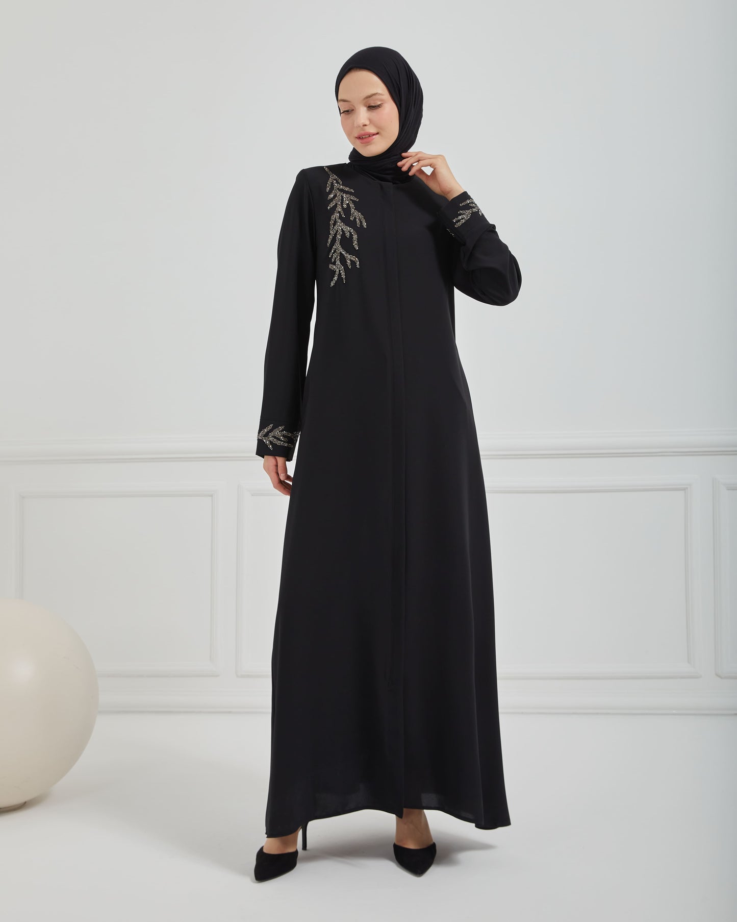Taşlı Ferace Siyah | 207341
