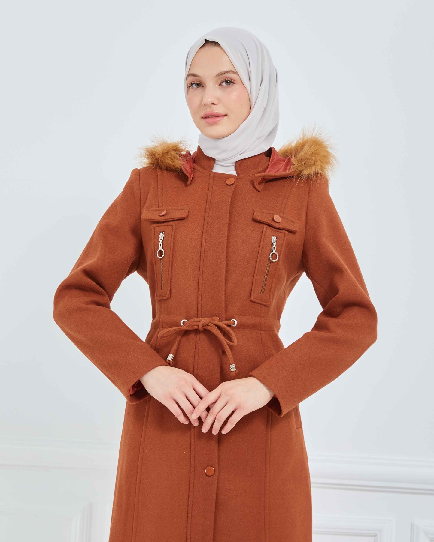 Kapşonlu Kaşe Mont Taba | 1700137