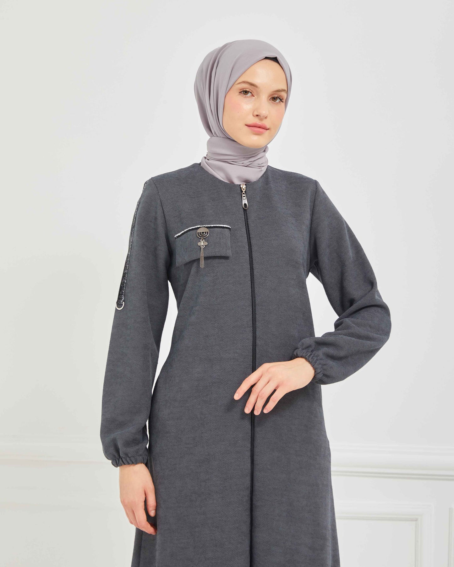 Kışlık Ferace Gri | K209524