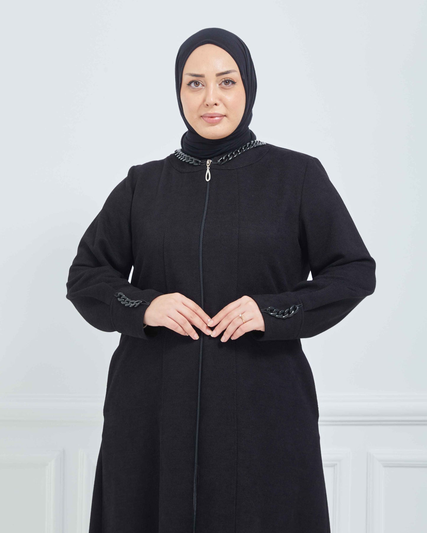 Büyük Beden Kışlık Ferace Siyah | K21001