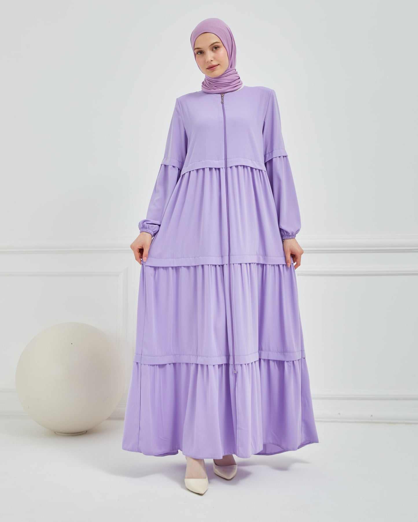 Kat Detaylı Bol Kesim Ferace Lila | 206839