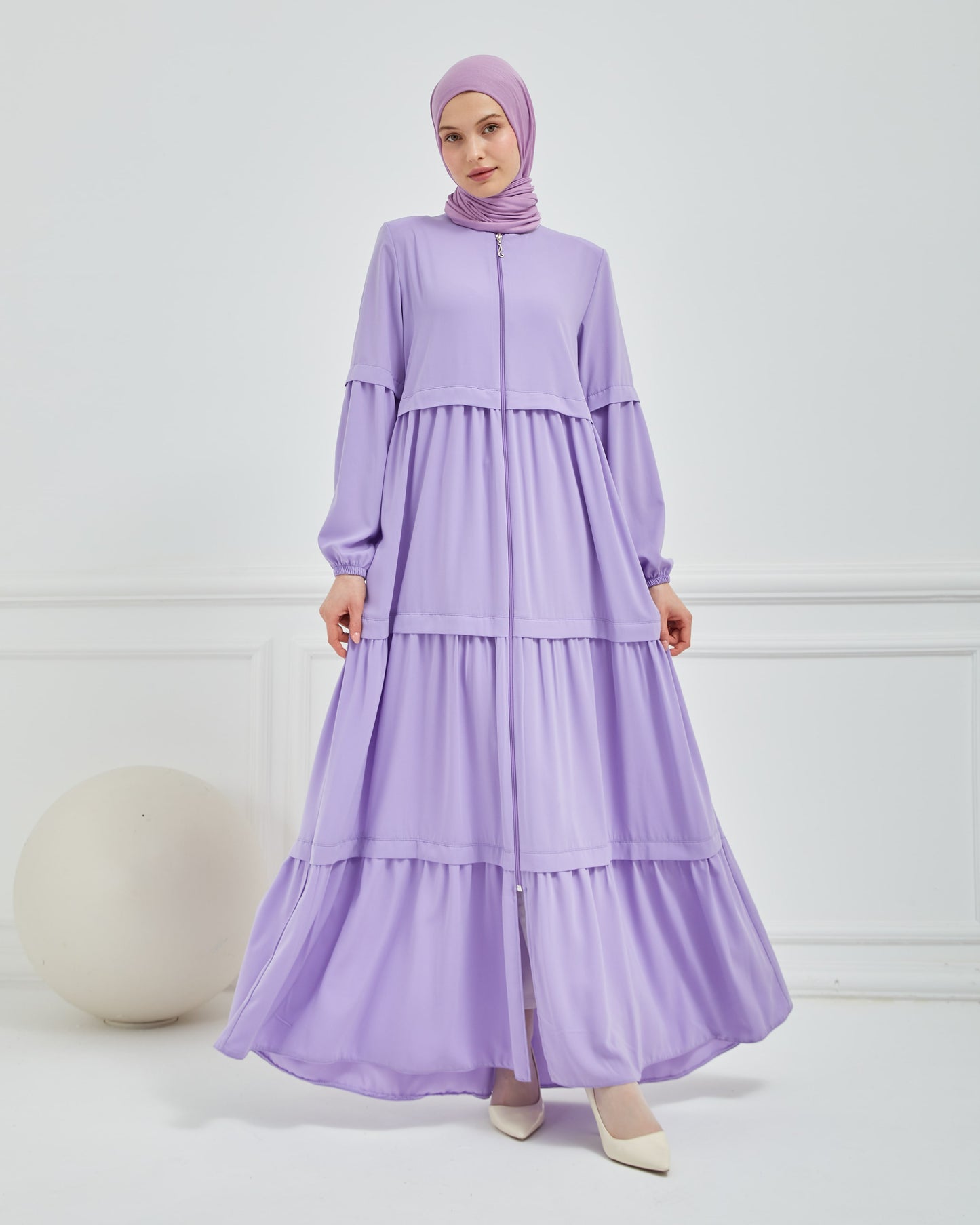 Kat Detaylı Bol Kesim Ferace Lila | 206839