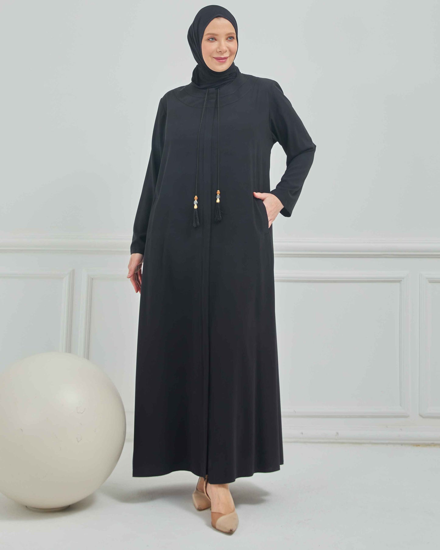 abaya vert avec broderie grande taille | 2002-2-9