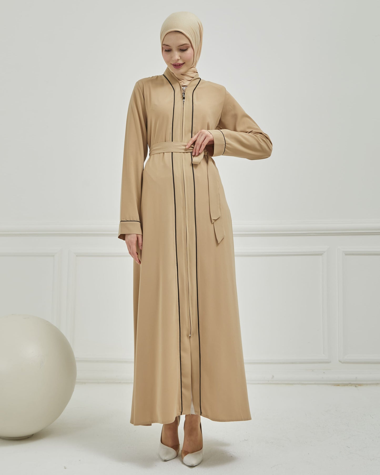Biye Detaylı Abaya Ferace Vizon | 2067023