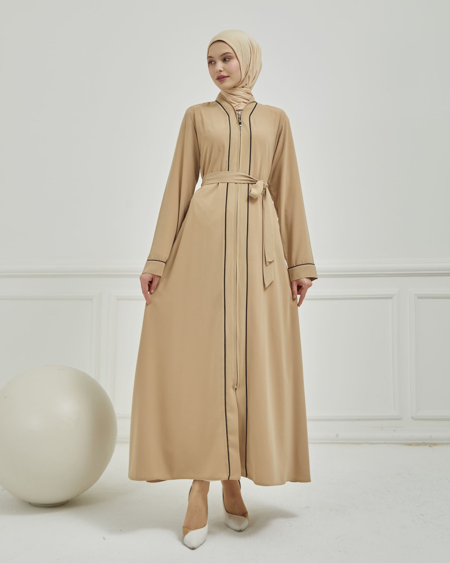 Biye Detaylı Abaya Ferace Vizon | 2067023