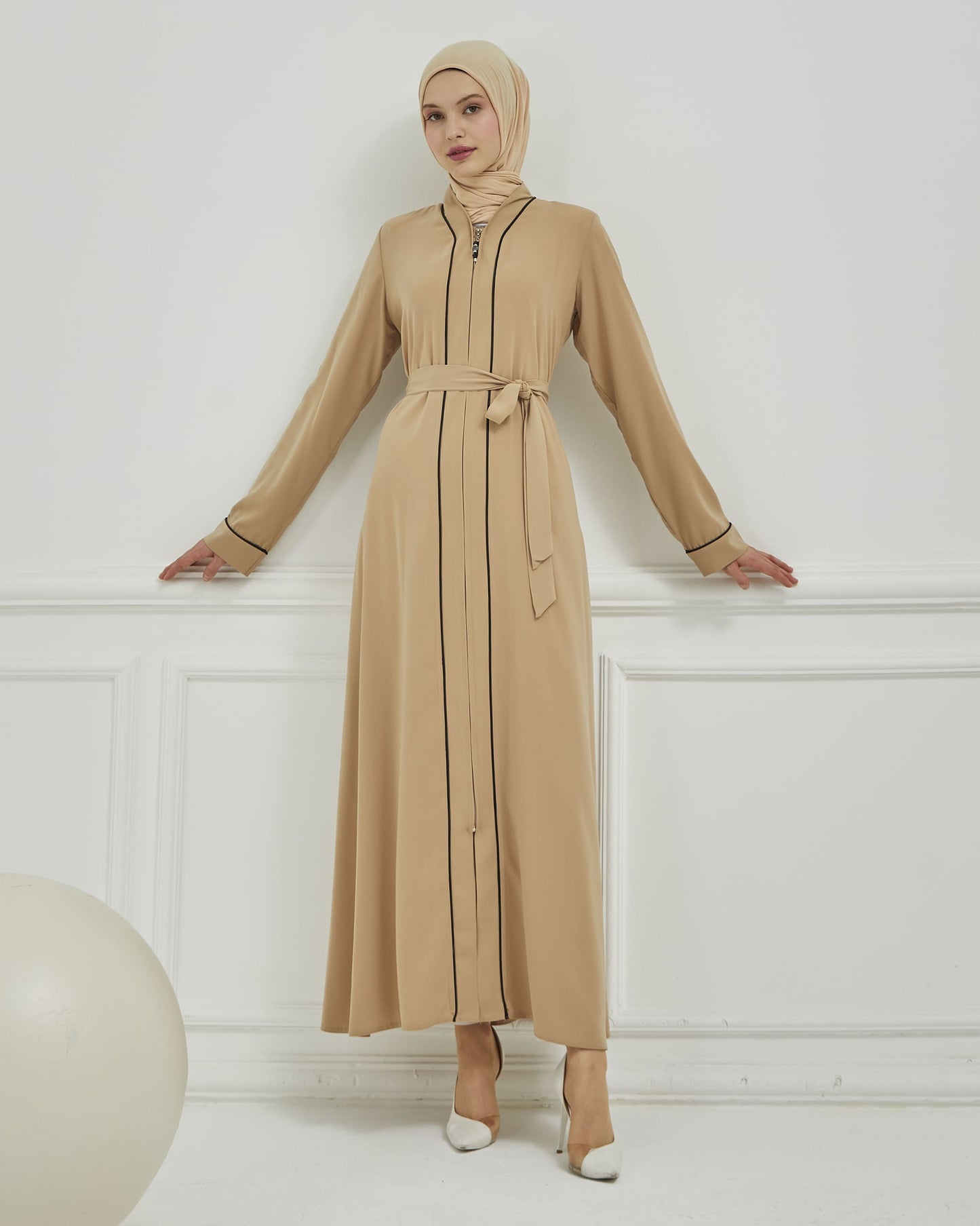 Biye Detaylı Abaya Ferace Vizon | 2067023