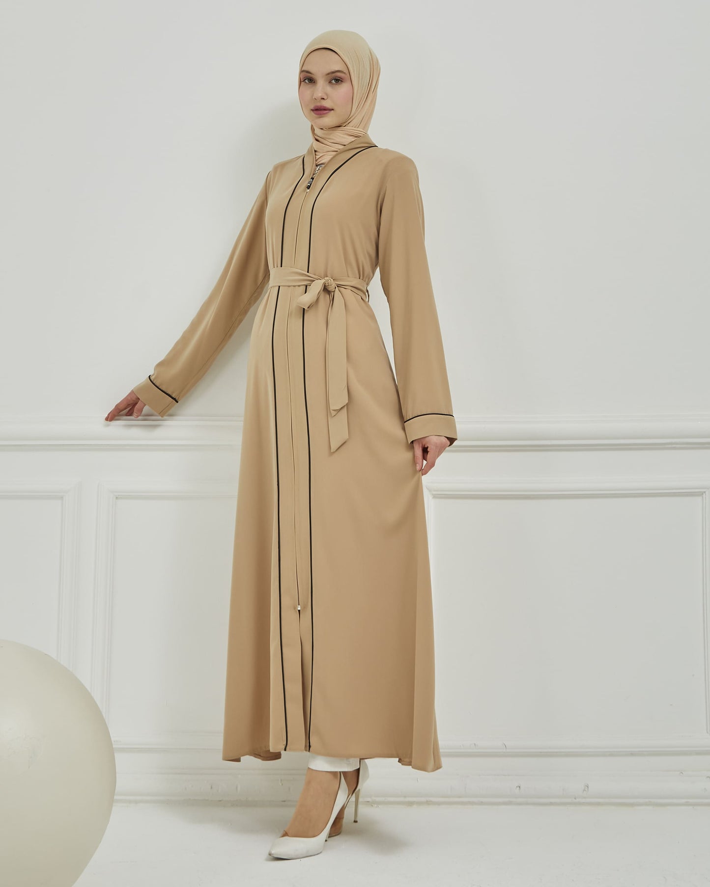 Biye Detaylı Abaya Ferace Vizon | 2067023