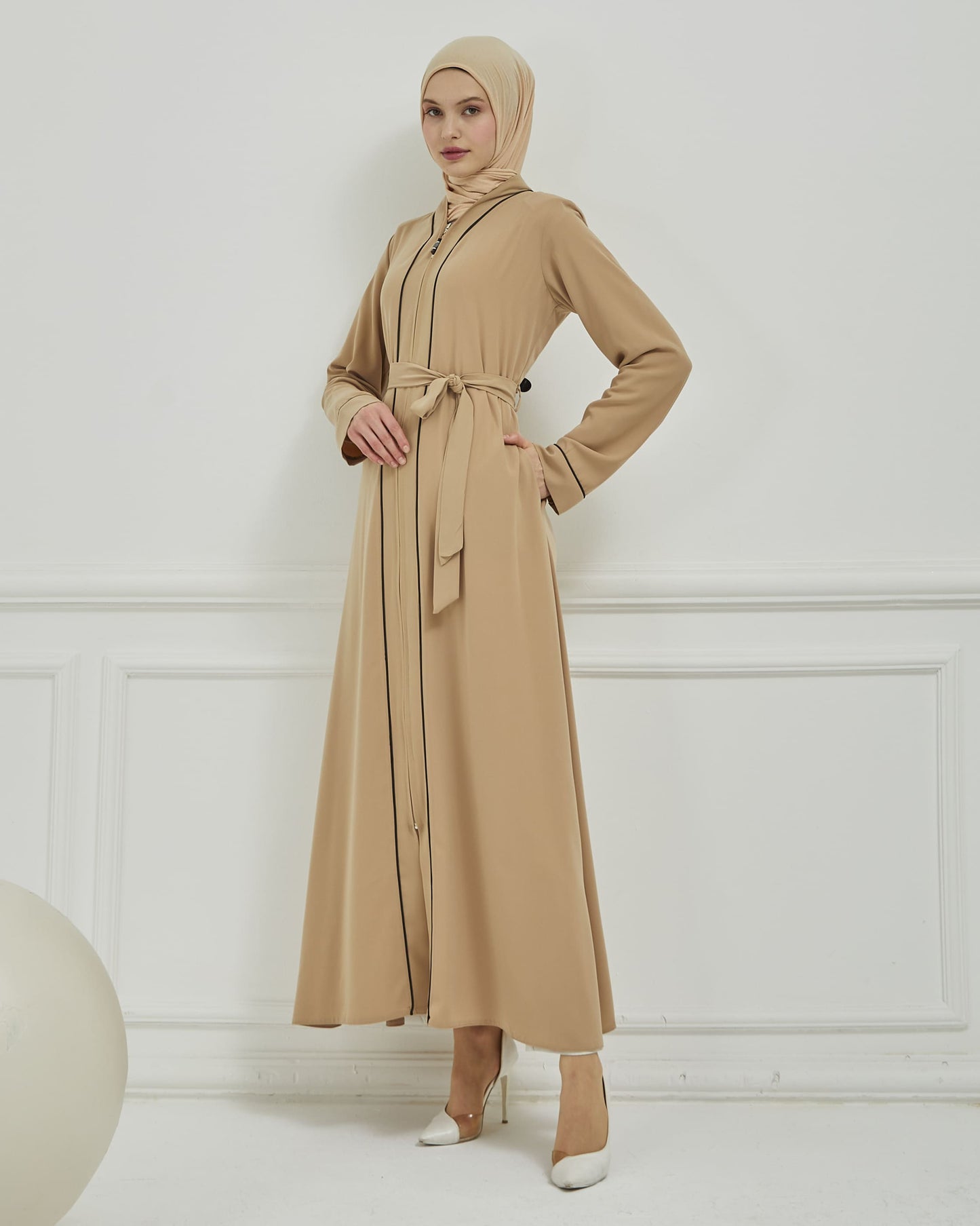 Biye Detaylı Abaya Ferace Vizon | 2067023