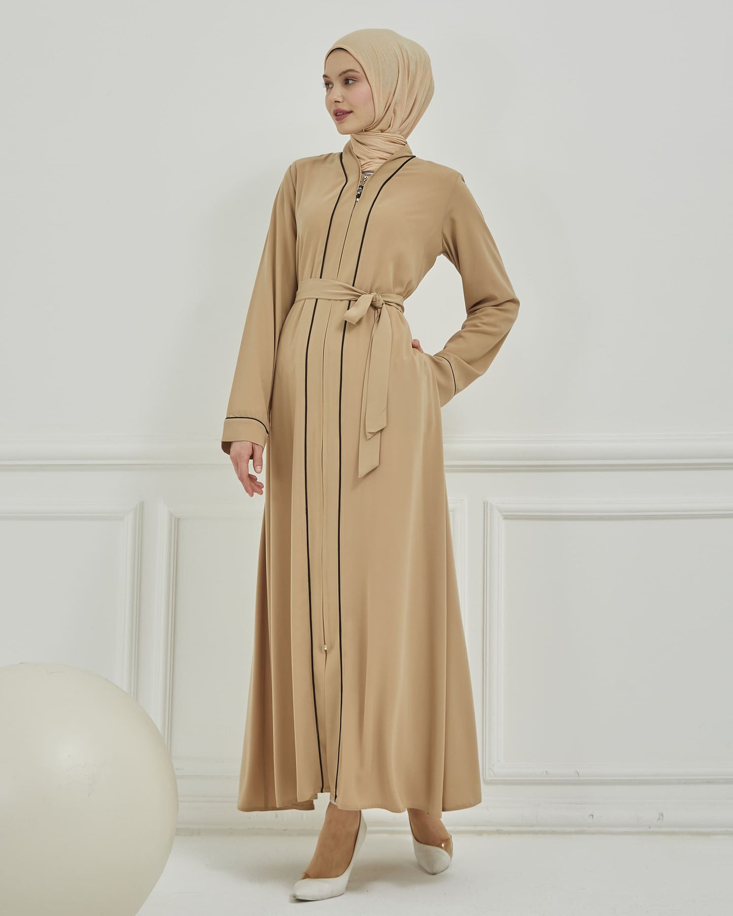 Biye Detaylı Abaya Ferace Vizon | 2067023