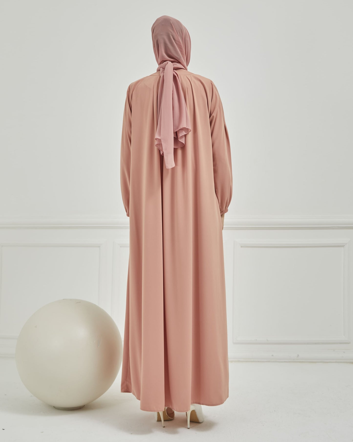 Önü Pileli Sade Ferace Pembe | 21043