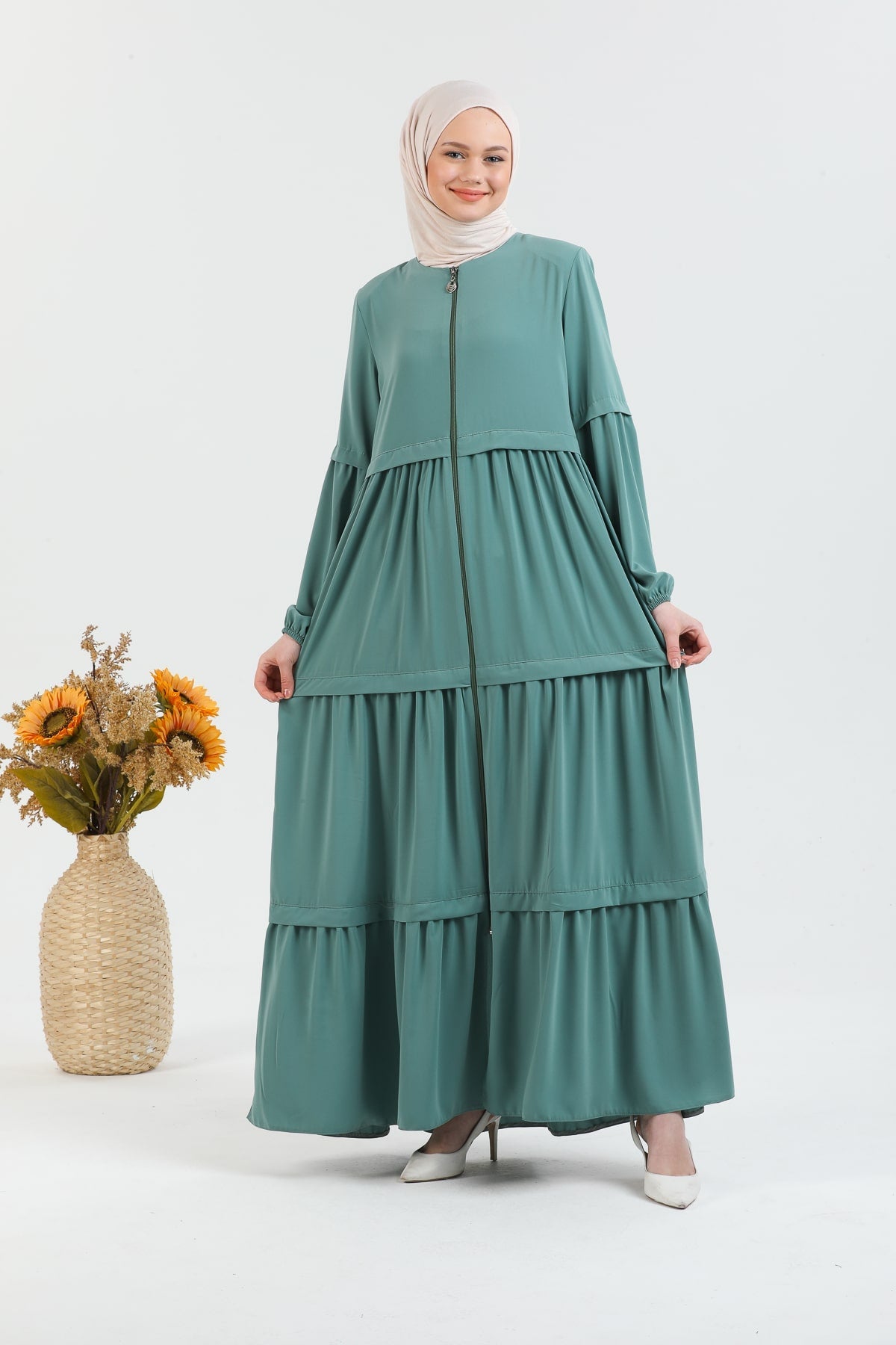 Abaya La couleur menthe avec une coupe large | 2068-15