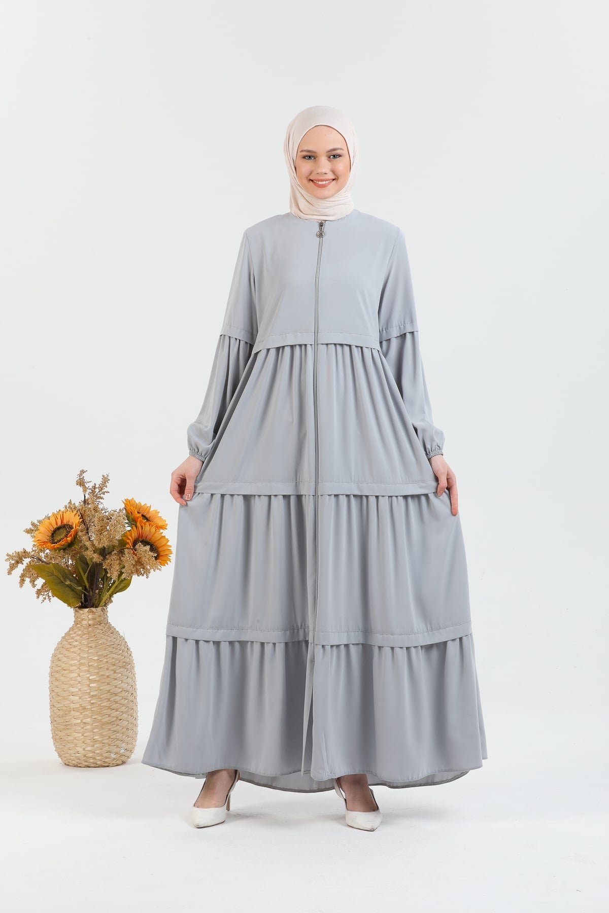 Abaya La couleur grise avec une coupe large | 2068-24