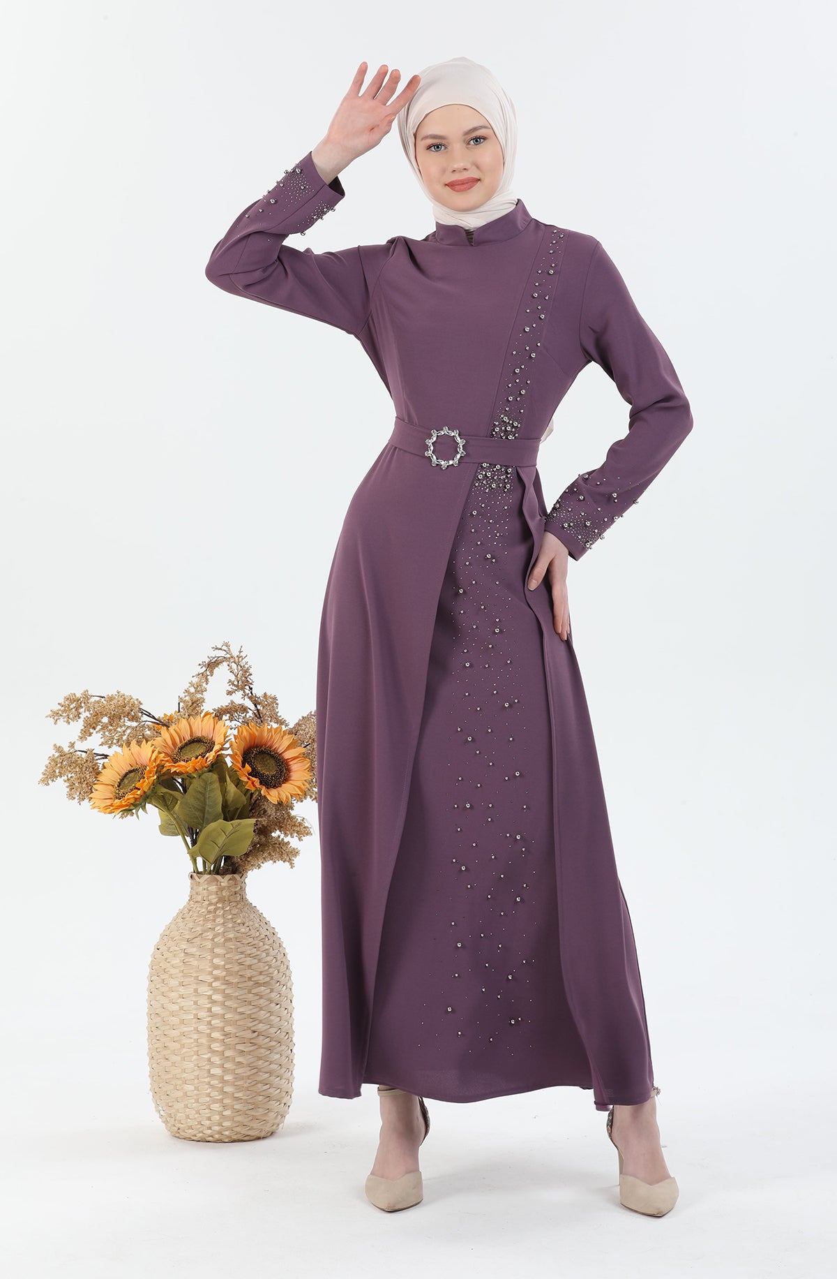 Robe ceinture violette | 3025-12