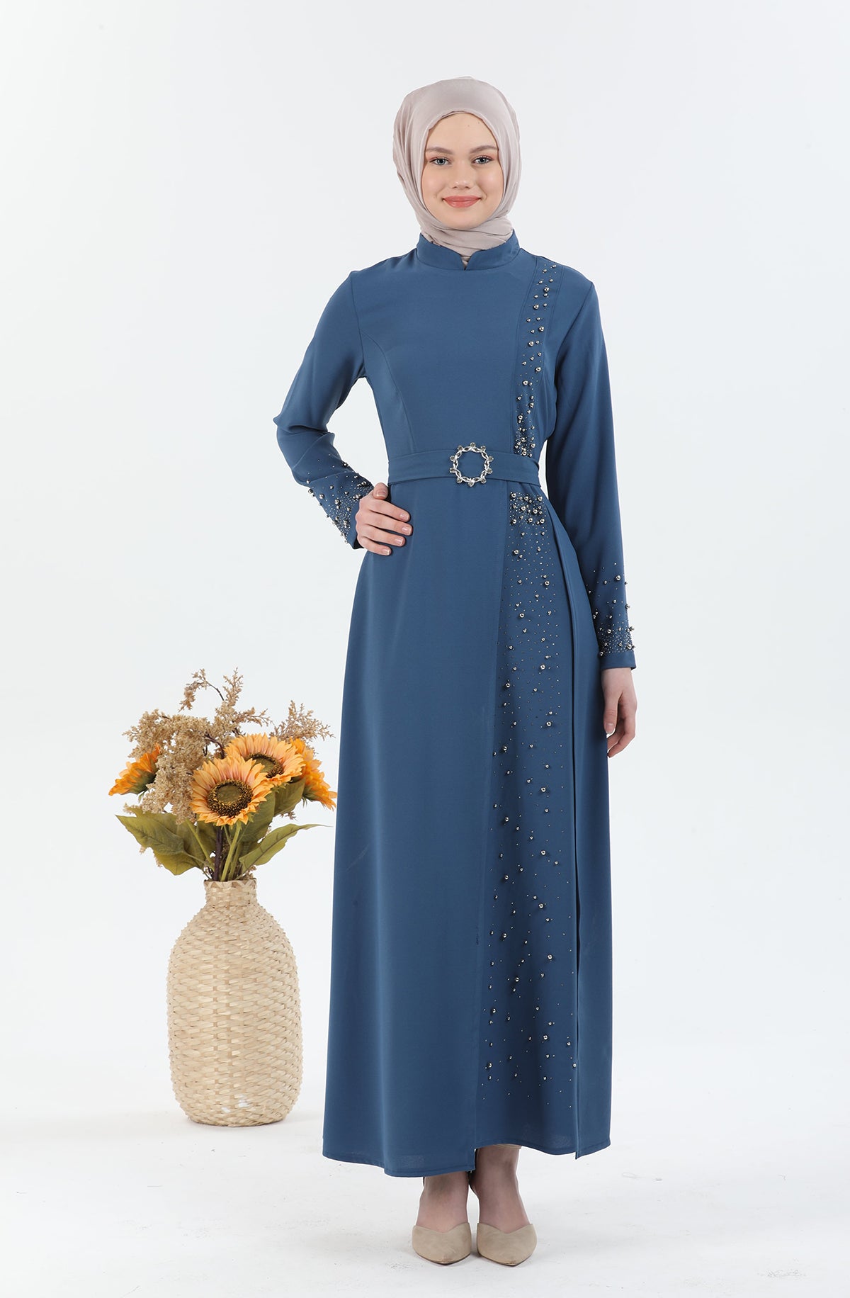 Robe ceinture bleu | 3025-6