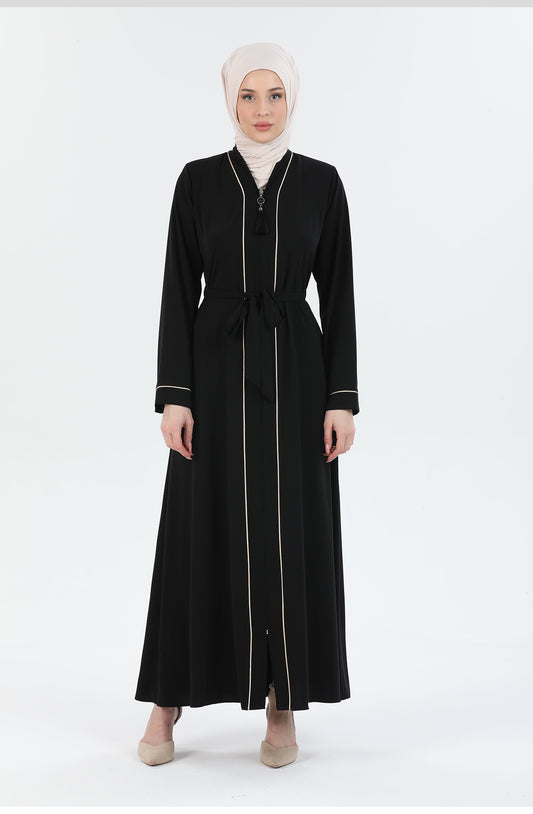 Biye Detaylı Abaya Ferace Siyah | 206701