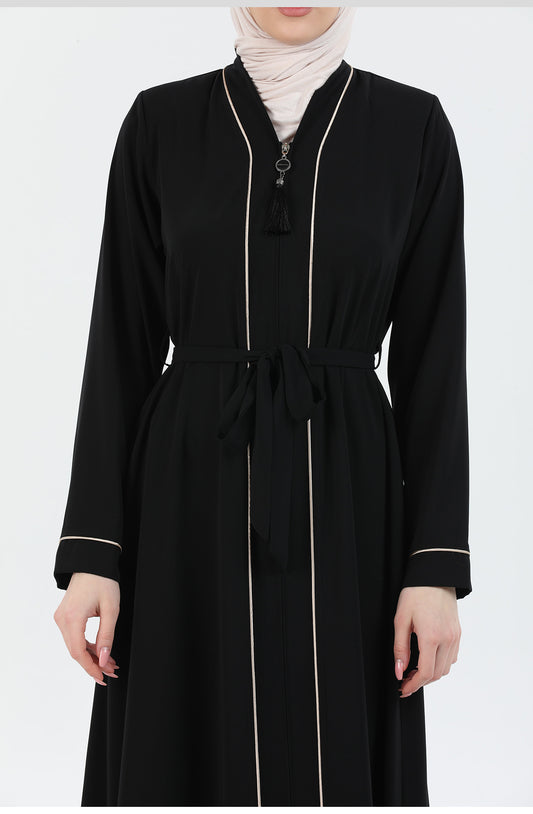 Biye Detaylı Abaya Ferace Siyah | 206701