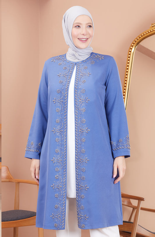 Robe en mousseline grande taille avec pierres bordeaux | 8013-2-7