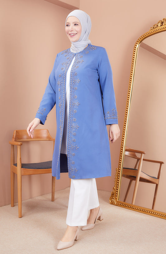 Robe en mousseline grande taille avec pierres bordeaux | 8013-2-7