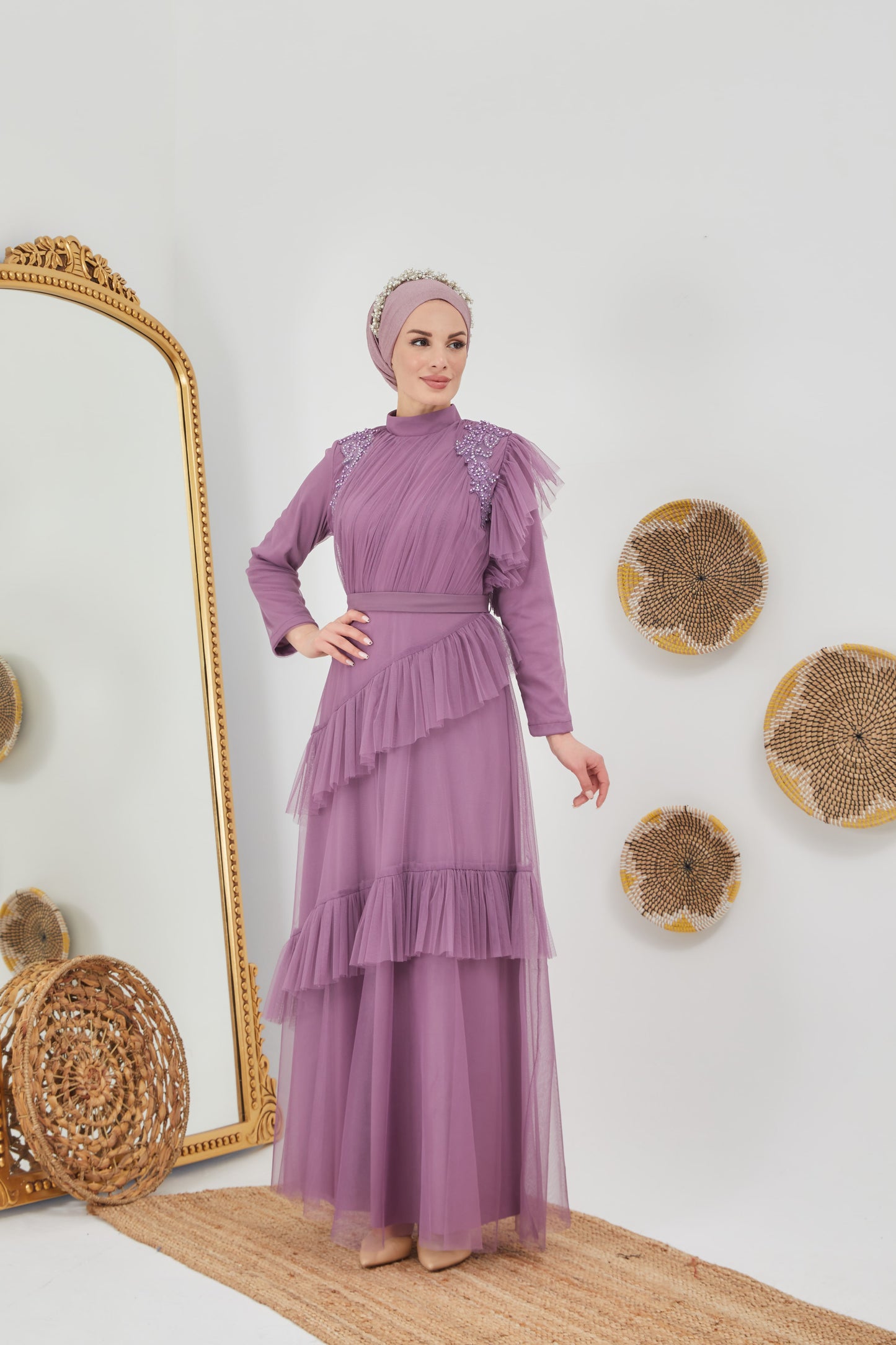 Robe Soirée Mauve  | 7719-12