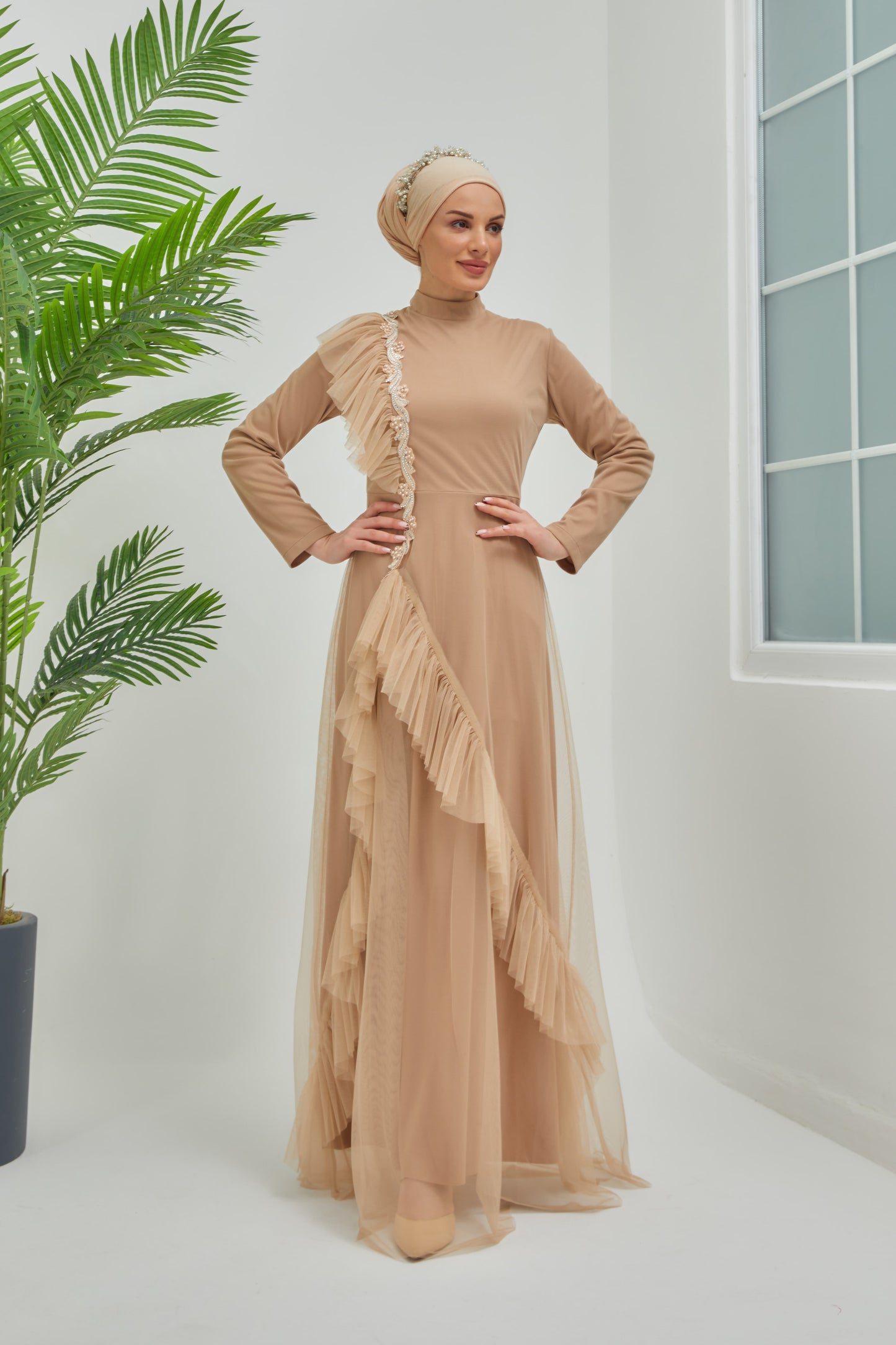 فستان سهرة ذهبي  | 7728-21