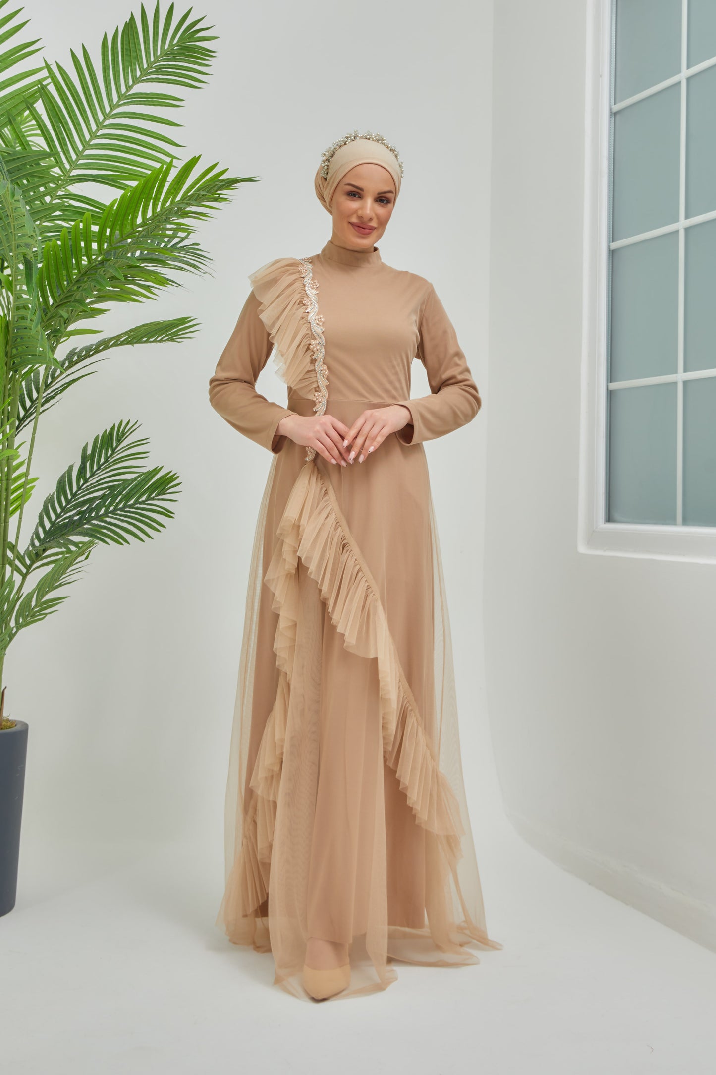 فستان سهرة ذهبي  | 7728-21