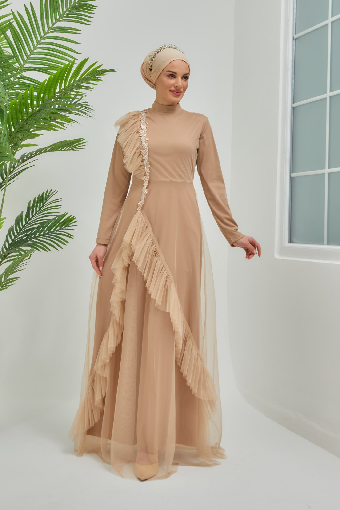 فستان سهرة ذهبي  | 7728-21