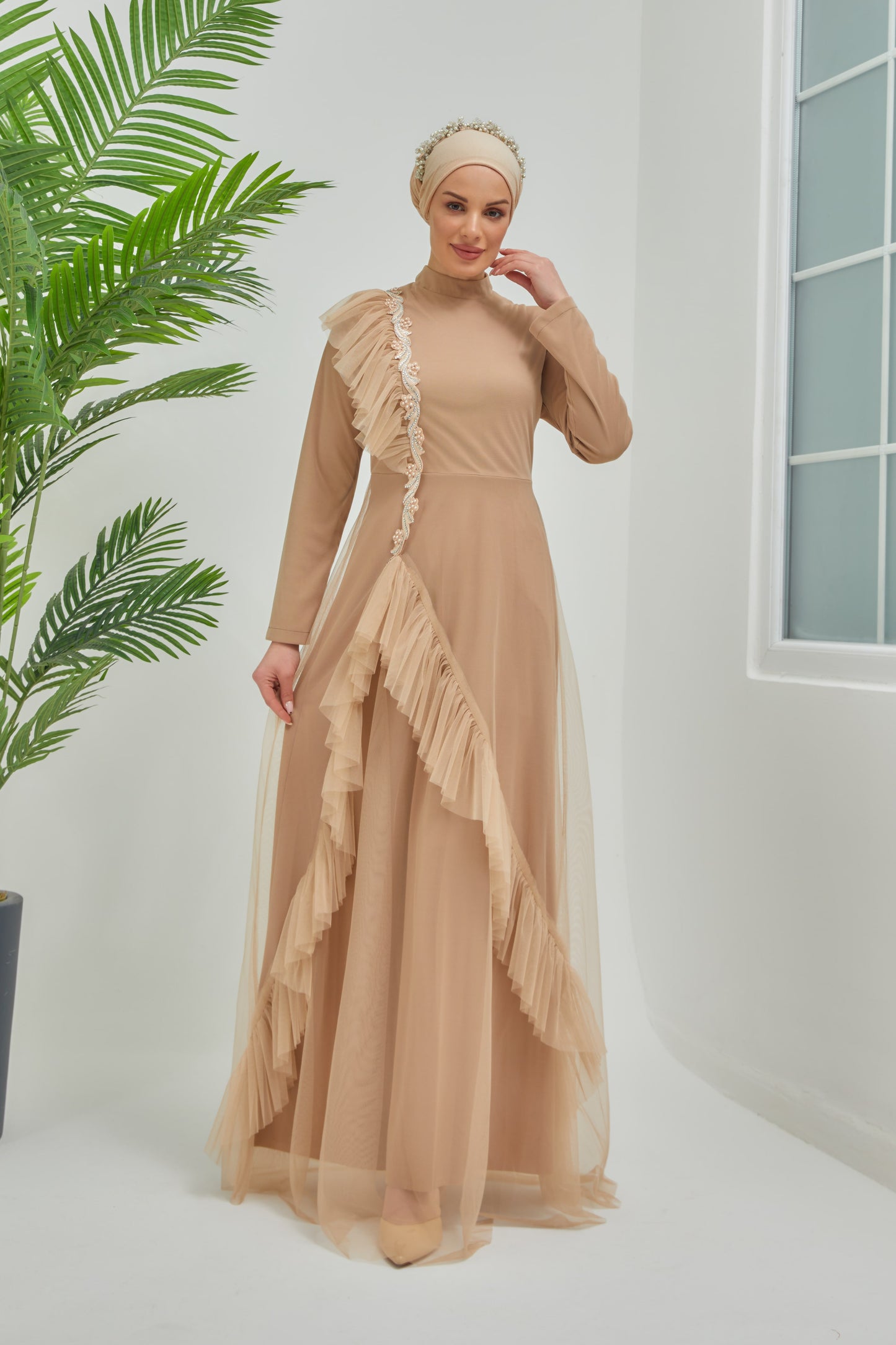 فستان سهرة ذهبي  | 7728-21