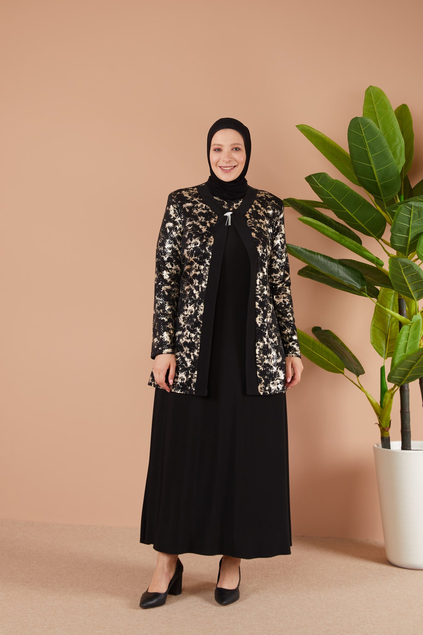 Broş Detaylı Ceketli Sendi Takım Gold | 8014221