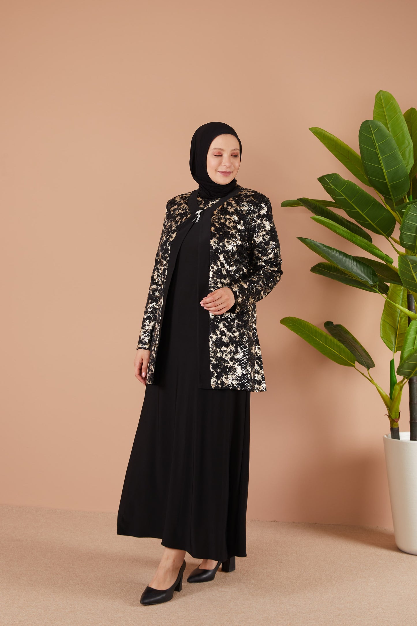 Broş Detaylı Ceketli Sendi Takım Gold | 8014221