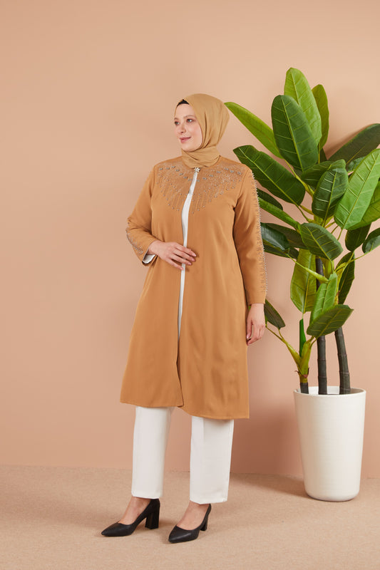Robe en mousseline grande taille avec pierres bordeaux | 8013-2-7