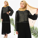 Önü ve Kolları Nakışlı ve Boncuklu Ferace Siyah | 20221