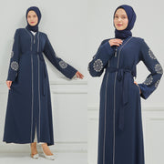 İnci Detaylı Abaya Ferace Lacivert | 12002-3-5