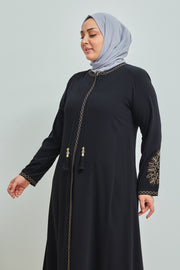 ABAYA noir avec broderie grande taille| 2002-2-1