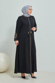 ABAYA noir avec broderie grande taille| 2002-2-1