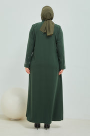 Abaya Brodée Pierre Grande Taille kaki  | 2063-9-9