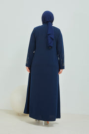 Abaya Brodée Pierre Grande Taille bleu | 2063-9-5