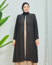 Robe en mousseline grande taille avec pierres Gris | 8013-1-24