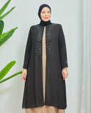 Önü ve Arkası Şifonlu Taş Detaylı Büyük Beden Sendi Elbise Vizon | 8013323