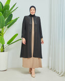 Önü ve Arkası Şifonlu Taş Detaylı Büyük Beden Sendi Elbise Vizon | 8013323