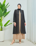 Önü ve Arkası Şifonlu Taş Detaylı Büyük Beden Sendi Elbise Vizon | 8013323