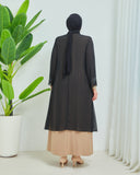 Önü ve Arkası Şifonlu Taş Detaylı Büyük Beden Sendi Elbise Vizon | 8013323