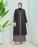 Önü ve Arkası Şifonlu Taş Detaylı Büyük Beden Sendi Elbise Pembe | 801333