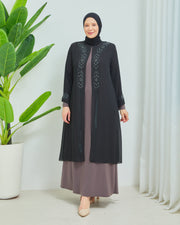 Robe en mousseline grande taille avec pierres Gris | 8013-1-24