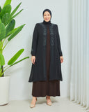 Önü ve Arkası Şifonlu Taş Detaylı Büyük Beden Sendi Elbise Kahverengi | 8013342