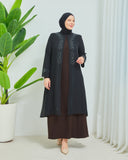 Önü ve Arkası Şifonlu Taş Detaylı Büyük Beden Sendi Elbise Kahverengi | 8013342