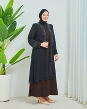 Robe en mousseline grande taille avec pierres Gris | 8013-1-24