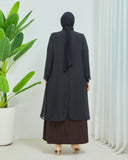 Önü ve Arkası Şifonlu Taş Detaylı Büyük Beden Sendi Elbise Kahverengi | 8013342