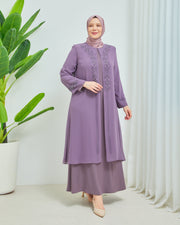 Robe en mousseline grande taille avec pierres Gris | 8013-1-24